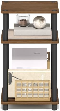 Furinno JUST Toolless 3-Tier Side Table, Open Shelf End Table, Warm Walnut - Image 6