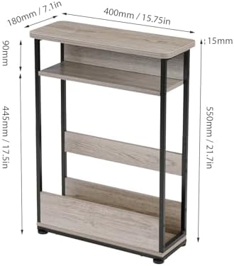 Narrow Side Table,3-Tier Slim End Table with Storage Shelf,Modern Sofa Table Thin Side Table for Narrow and Small Spaces, Skinny Bedside Table Small Nightstand with Magazine Rack Space Saving/Oak - Image 3