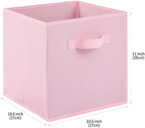 Stero Fabric Storage Bins 6 Pack Fun Colored Durable Storage Cubes with Handles Foldable Cube Baskets for Home, Kids Room, Closet and Toys Organization Pink - Image 2