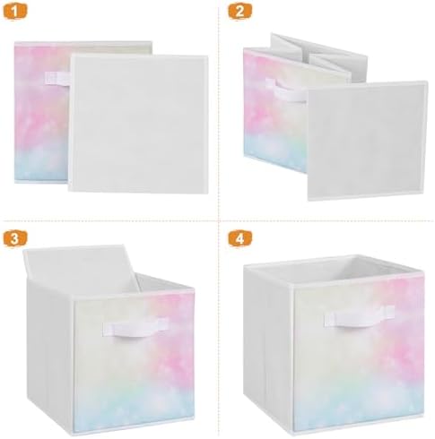 Stero Fabric Storage Cubes, 6 Pack Foldable Storage Bins with Handle, 11 Inch Box for Shelves, Closet, Organizer, Tie-dye Pink - Image 3