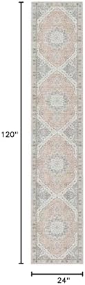 Madane Washable Runner Rugs 2x10 Long for Hallway Kitchen, Pink/Gray - Image 2