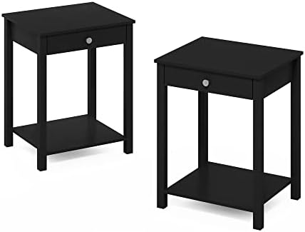 Furinno Classic Side Table with Drawer, 2 Pack, Americano - Image 4