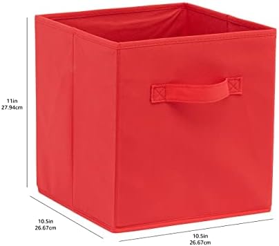 Amazon Basics Cube Organizer Storage Bins Handles, Collapsible Fabric, 10.5"x10.5"x11", Red (Pack of 30) - Image 5