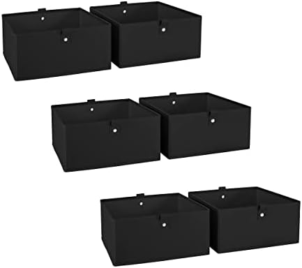 RiverRidge Folding Storage Bins - 6-Pack of 5in Tall Black Cubes by RiverRidgeHome