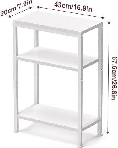 Narrow Side Table for Small Space, 3 Tier Slim End Table, Thin Nightstand, Skinny Snack Couch Table, Sofa Bedside Table, Tall Plant Stand in Living Room, Bedroom, Study, Kitchen and Balcony (White) - Image 3