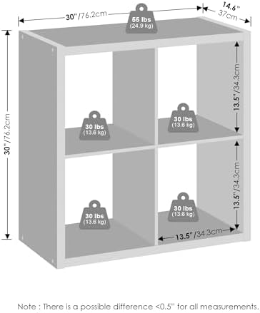 Furinno Cubic Extra Thick 4-Cube Closet Organizers and Storage, Light Grey - Image 2