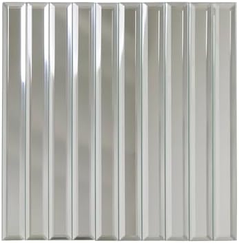 Beveled Mirror Backsplash Tiles 12x12 Inch Silver Mirror Glass Strip Tiles for Kitchen Bathroom Shower Wall 5 Sheets by Soulscrafts