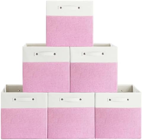 FinishingBo 13x13x13 Storage Cube Bins 6 Pack, Cube Shelf Baskets by SimplifySpaceSimplifyLife