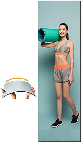 Unbreakable Full Length Wall Mirror, Over The Door Mirror, Thick 1/8", 64"x16", 4 PCS 16"x16", Made of Shatterproof Plexiglass Acrylic, Long Mirrors for Bedroom, Workout for Home Gym Body Mirrors by UNBREAKABL+MIRO