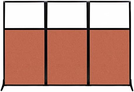 Versare Workstation Partition | Portable Wall Divider | Modern Office Cubicle | Free Standing Privacy Screen | Flexible Work Space | 99" x 70" W/Window, Papaya Fabric Panels by VERSARE