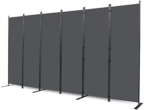 Room Divider, 6 Panel Folding Privacy Screens with Wider Feet, Grey by CHOSENM