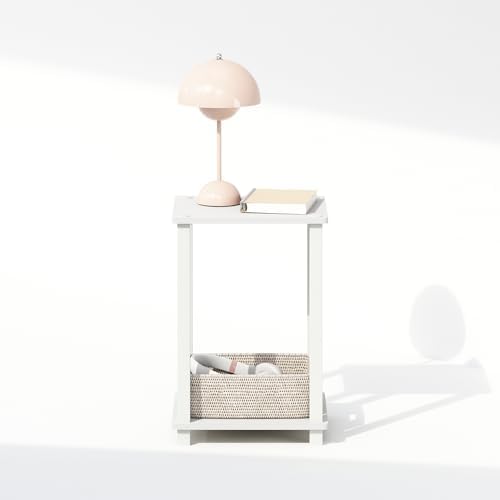 Furinno Simplistic Toolless 2-Tier Compact Night Stand, White - Image 4