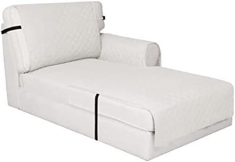 Easy-Going Reversible Chaise Lounge Couch Cover Water Resistant Sofa Cover Sectional L Shaped Sofa Slipcover with Adjustable Straps Furniture Protector for Dogs (115X34 in, Ivory/Ivory) by Easy-Going