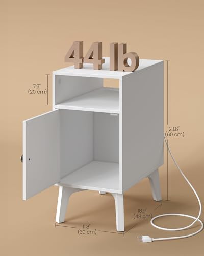 VASAGLE End Table with Charging Station, Narrow Side Table, Nightstand - Image 2