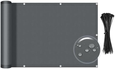 SUNLAX Waterproof Balcony Privacy Screen 3'x6' Dark Grey Fence Cover by SUNLAX