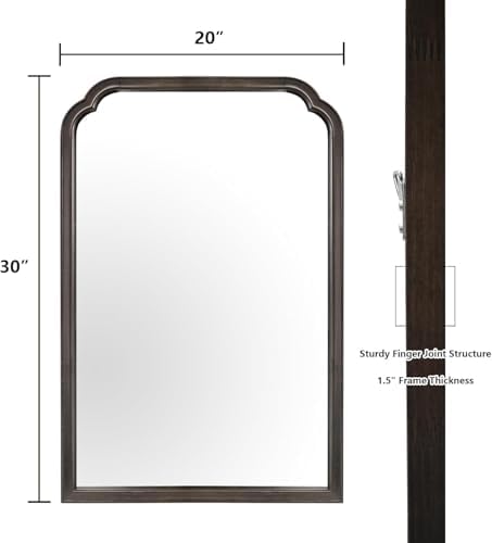 WallBeyond Wood Bathroom Mirrors for Wall Mounted, 20" x 30" Rustic Wood Frame Wall Mirrors Decorative for Living Room or Bedroom Vanity Mirror (Black) - Image 5
