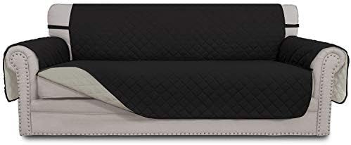 Easy-Going Reversible Couch Cover, 3 Cushion Sofa, Large, Black/Beige by Easy-Going