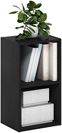 Furinno PASIR Book Shelf, 2-Tier Modern Bookshelf, Open Shelves Bookcase 9 x 12 x 21, Easy Assembly, for Living Room, Bedroom, Home Office, Blackwood by Furinno-FitsYourSpaceFitsYourBudget