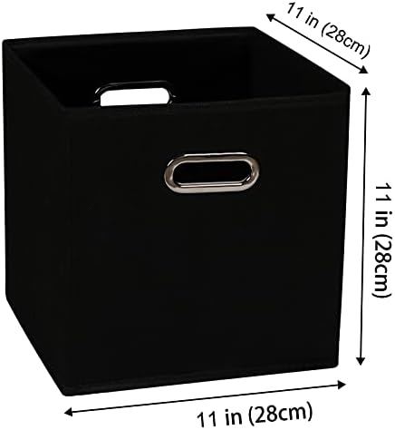 Yunkeeeper storage bins Cubes, Fabric Cube Organizer with Handle, Foldable Cube Bins for Cloth or Accessary Storage, 11x11x11, Set of 6, (black) - Image 2