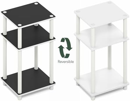 Furinno Turn-N-Tube 3-Tier Toolless Side Table, Compact, White(Espresso) - Image 5