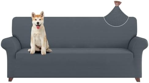 ZNSAYOTX Couch Covers for 3 Cushion Couch High Stretchy Spandex Pet Friendly Sofa Slipcover 1 Piece Non Slip Couch Covers Large Furniture Protector (Dark Grey, Sofa) by ZNSAYOTX