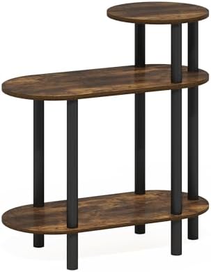 Furinno Turn-N-Tube Side Table, 3-Tier Oval Sofa End Table with Open Shelf, Toolless Assembly Night Stand, Bedside Table, for Living Room, Bedroom, Amber Pine - Image 5
