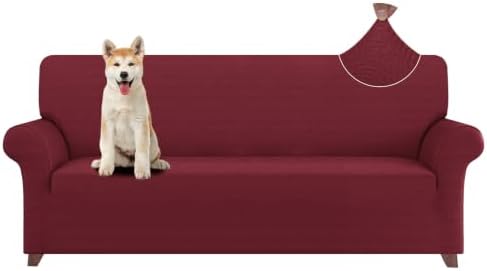 ZNSAYOTX Couch Covers for 3 Cushion Couch High Stretchy Spandex Pet Friendly Sofa Slipcover 1 Piece Non Slip Couch Covers Large Furniture Protector (Wine Red, Sofa) by ZNSAYOTX