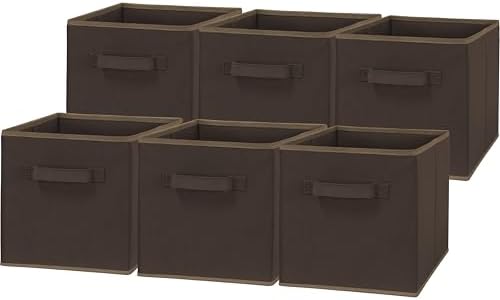 Simple Houseware Foldable Cube Storage Bins, 11-Inch Brown, 6-Pack Fabric Cubes Organizer for Closet or Shelves by SimpleHouseware