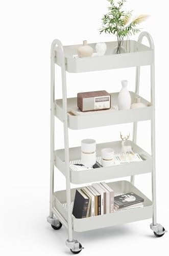 NEWBULIG 4-Tier Metal Rolling Storage Utility Cart with Lockable Wheels by NEWBULIG