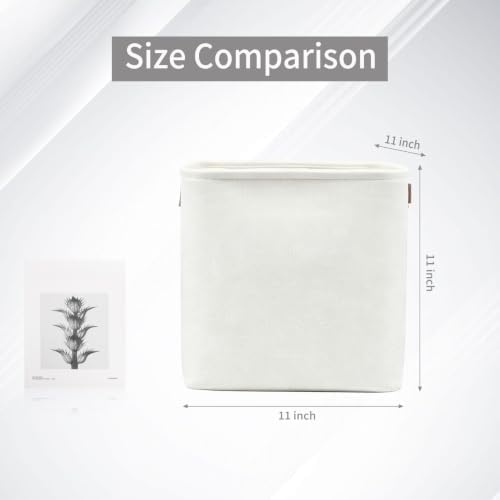Bagnizer Collapsible Fabric Storage Cubes 11x11 Cube Storage Bins, 4 Pack Closet Baskets Box with Handles for Organizing, Shelf, Toys, Clothes, Home, Office, Nursery (White) - Image 3