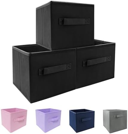 EBIGIC Kids Storage Bins 9.0"x7.5"x7.5" Small Size Fabirc Foldable Closet Toy Organizer Collapsible Cloth Black by EBIGIC