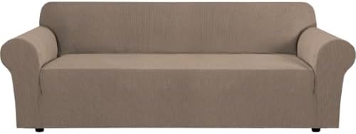 H.VERSAILTEX Stretch Couch Covers for Sofa 1 Piece Slipcovers for Couches and Sofas 3 Seater Couch Cover Feature Thick Checked Jacquard Fabric with Elastic Bottom(Large Sofa 90"-100" Wide, Macchiato) by HVERSAILTEX