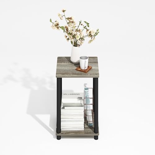 Furinno Modern Toolless 2-Tier Side Table, Open Shelf, Grey Oak - Image 4