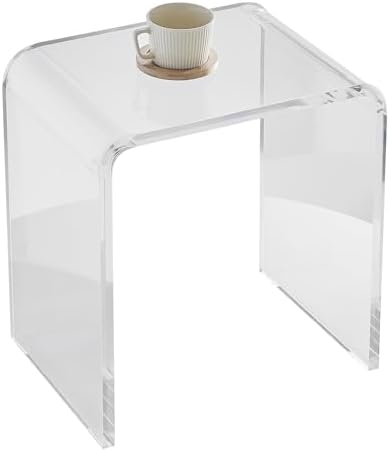 VEVOR Acrylic Side Table, Clear End Table, 18mm Thicker, One-Piece No Assembly Required, 18" High Modern Nightstand Used in Living Room & Bedroom, Bathroom, Home Decor, for Drink, Coffee, Food, Snack by VEVOR