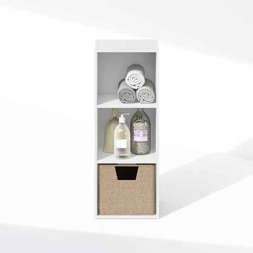Furinno Reed Closet Organizers and Storage, 3-Tier Closet Organizer, Open Shelf Closet Storage, for Wardrobe, Bedroom, Living Room, White - Image 5