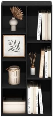 Furinno LUDER Book Shelf, 7-Cube Bookshelf, Bookcase with Open Shelves, 9.4 x 19.5 x 41.7, Easy Assembly, for Living Room, Bedroom, Home Office, Blackwood - Image 5