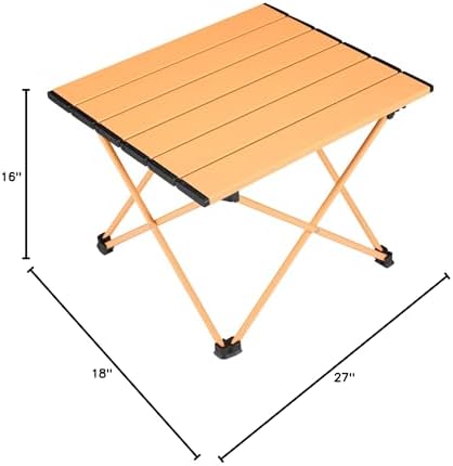 Tesouro Portable Camping Table,Folding Side Table Aluminum Top for Outdoor Cooking, Hiking, Travel, Picnic (Apricot-Large) - Image 2
