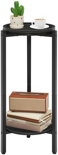 HOOBRO Small Round Side Table, 2-Tier Circle End Table for Small Space by HOOBRO