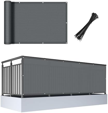 Balcony Privacy Screen Fence UV Protection, Customized 2.5'x43' Dark Grey by CoolArea