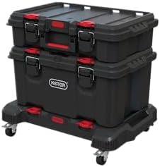 Keter Stack-n-Roll 3-Piece Rolling Tool Storage System – Includes Dolly, Tool Box & Deep Power Tool Case | Modular Mobile Tool Organizer | Stackable Design for Garage, Jobsite & Workshop by Unknown