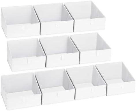 DIMJ Closet Storage Bins 10 Pack - Fabric Storage Baskets for Shelves, Collapsible Clothes Organizer, Trapezoid Shelf Organization Storage Cubes for Purse, Toys, Books, Towel, Clothes, White by DiMJ