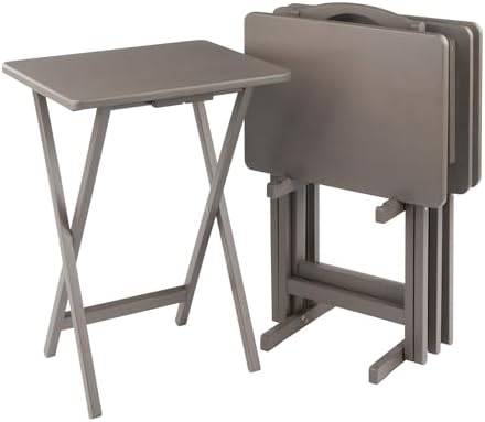 Winsome Alex Set of 4 Foldable Snack Tables with Storage Rack by Winsome