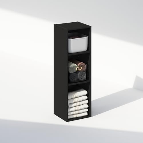 Furinno Reed 3-Tier Closet Organizers and Storage, Closet Organizer, Open Shelf Closet Storage, for Wardrobe, Bedroom, Living Room, 10-Inch Width, Blackwood - Image 5