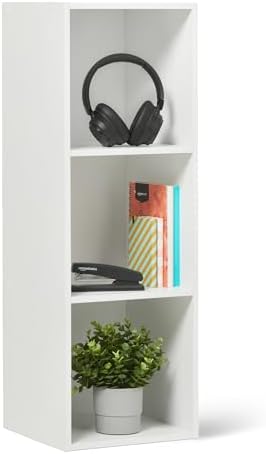 Amazon Basics 3-Cube Bookcase Compatible with Fabric Storage Cube Organizers, Sturdy, Easy to Assemble, White by AmazonBasics