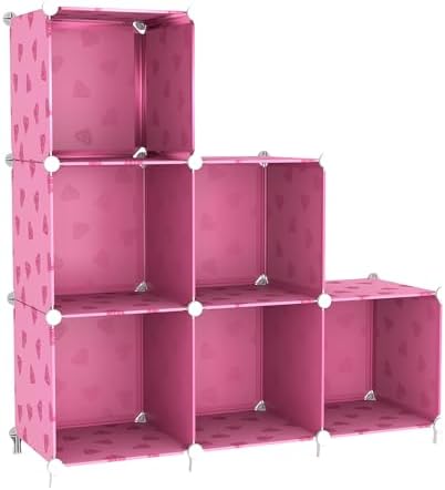UNKU 6 Cube Storage Organizer, Closet Organizer Storage Shelves,Pink by UNKU