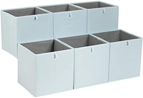 Amazon Basics Collapsible Cube Organizer Bins, Closet Storage Baskets for Shelves with Secure Pull Handle, Foldable Space-Saving, Jade Green, 13x15x13", 6-Pack by AmazonBasics