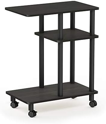 Furinno Turn-N-Tube C Shaped Side Table With Casters, Espresso/Black - Image 5