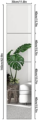 16 x 12'' x 4Pcs Glass Wall Mirror Tile Frameless Full Length Mirror - Image 2