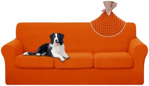 U-NICE HOME 4 Pieces Stretch Couch Cover Sofa Slipcover, Orange by U-NICEHOME