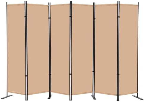 RANTILA 6 Panel Room Divider, 6 FT Folding Privacy Screen with Wide Feet, Freestanding Partition for Room Separation, Portable Room Divider Panel, 133" W x 71" H, Beige by RANTILA
